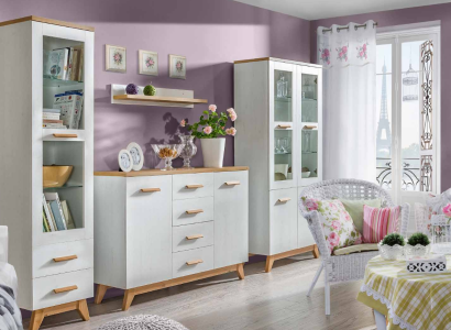 Wohnzimmer Set Vitrine Kommode Wandregal Wohnwände Kommoden